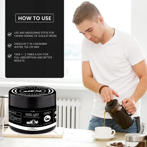 Vista 4 de Shilajit - Resina pura del Himalaya, Shilajit 100% pura con ácido fúlvico y más de 85 oligominerales, apoya la energía, la inmunidad y la salud