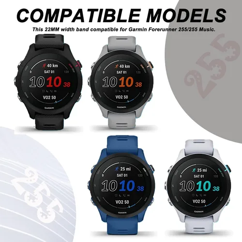 Vista 2 de Miimall Correa de silicona compatible con Garmin Forerunner 255