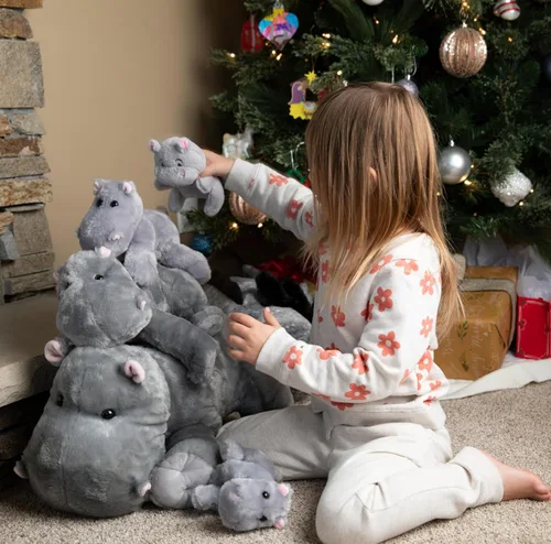 Vista 7 de Juguete de peluche de hipopótamo The Petting Zoo, regalos para niños, animales salvajes del zoológico, juguete de peluche de hipopótamo 12 pulgadas