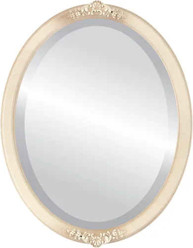 Vista 7 de Espejo de pared biselado ovalado para decoración del hogar, estilo Athena, negro plateado, dimensiones exteriores de 14 x 18 pulgadas