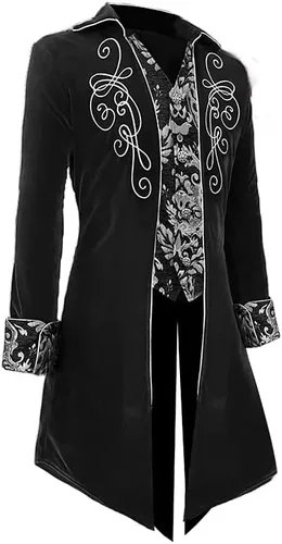 Vista 2 de Chaqueta steampunk medieval para hombre, abrigo largo gótico victoriano para Halloween