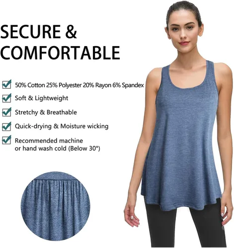 Vista 18 de Cestyle - Camiseta sin mangas para mujer, cuello redondo, corte holgado, para entrenamiento