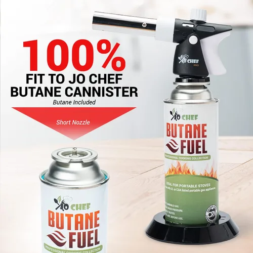 Vista 3 de Jo Chef Linterna de cocina de butano profesional, encendedor de llama ajustable recargable con bloqueo de seguridad para barbacoa, hornear, crema