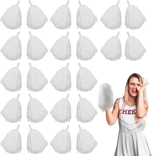 Vista 19 de Lovecheer 24 pompones de plástico de animadora con asa para animadoras deportivas y bailar