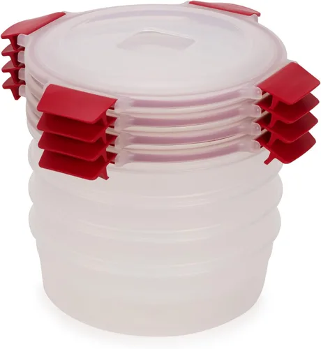 Vista 10 de Joseph Joseph Nest Lock - Juego de 8 recipientes redondos de plástico sin BPA con tapas herméticas a prueba de fugas, multicolor