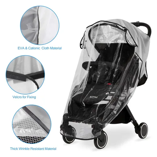 Vista 3 de Funda transparente para cochecito de bebé, protector universal de viaje, transpirable, para cochecito de bebé, impermeable, protege del sol, polvo