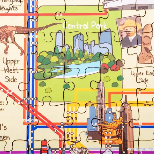 Vista 4 de New York Manhattan - Rompecabezas de madera con mapa del metro de 152 piezas, 10 x 15 pulgadas