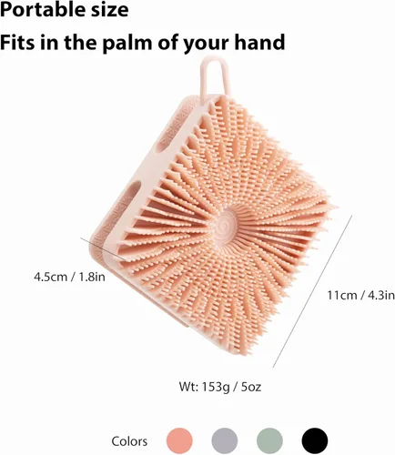 Vista 5 de 2 piezas cepillo exfoliante corporal de silicona, cepillo de champú corporal de silicona, esponja de silicona suave para piel sensible, masajeador