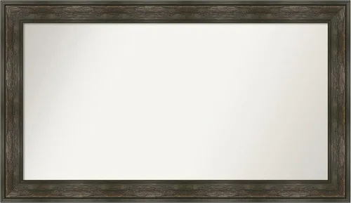 Vista 118 de Amanti Art Espejo de baño marrón para sobre fregadero, 26 x 26 pulgadas, espejo de tocador cuadrado marrón rústico Alexandria, marco de madera
