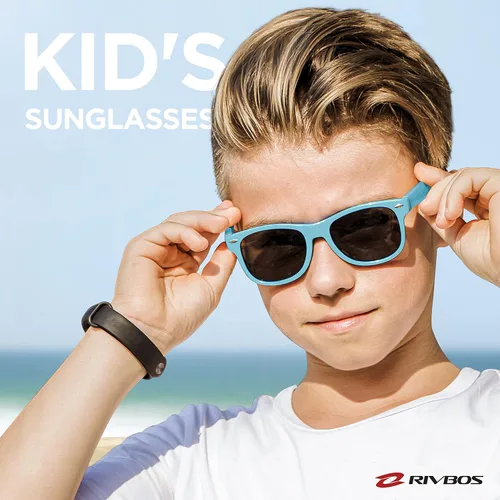 Vista 2 de Lentes de sol de goma Rivbos RBK004, flexibles, para niños lentes para bebés y niños de 3-10 (vidrio espejado disponible).