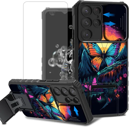 Vista 12 de Funda para teléfono Samsung Galaxy A15 5G con protector de pantalla con cubierta deslizante para cámara y soporte de doble capa híbrida resistente a