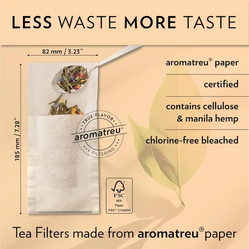 Vista 3 de Finum Bolsas de filtro de té de papel desechables para té suelto, blanco, grande, 100