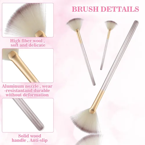 Vista 3 de 10 cepillos de abanico para tratamientos faciales, cepillos de máscara de abanico, aplicador de cepillos faciales suaves para máscara de barro
