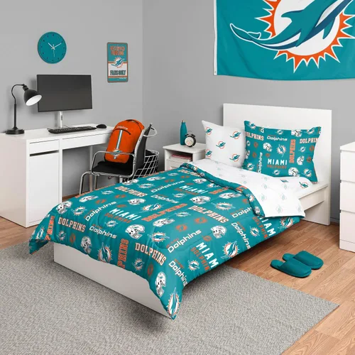 Vista 29 de FOCO Juego de ropa de cama unisex para adultos con logotipo del equipo de la NFL, sábanas y fundas de almohada, juego de ropa de cama de 5 piezas