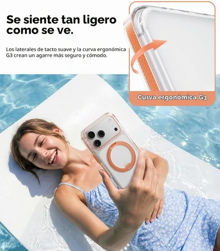 Vista 8 de TORRAS Funda con soporte magnético 360 para iPhone 17 Pro, ultra transparente, [compatible con MagSafe] [protección de grado militar 4X], funda