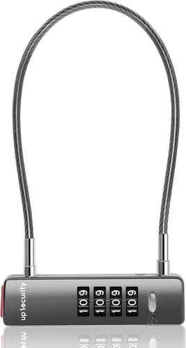 Vista 8 de Candado de cable con código, cerradura de combinación de 4 dígitos para puerta de valla al aire libre, equipaje de viaje, candado combinado