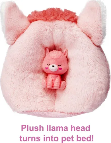 Vista 5 de Barbie Muñeco Cutie Reveal, disfraz de felpa de llama de la serie de fantasía, 10 sorpresas, incluyendo mini mascota y cambio