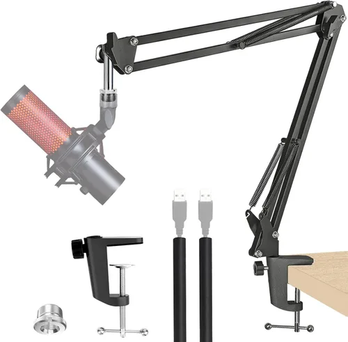 Vista 11 de Para HyperX Quadcast Boom Arm - Soporte de micrófono mejorado con cubierta de micrófono para reducir los ruidos del viento, brazo de micrófono