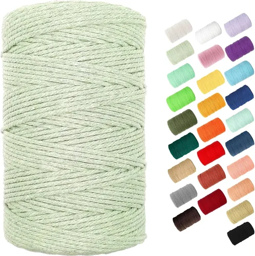 Vista 8 de Cuerda de macramé de 0.118 in para 220 yardas, cuerda de algodón de 68.8 pies, cuerda de macramé de color 100% natural para kit de macramé, ganchos