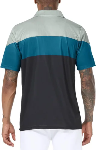 Vista 3 de Polo de golf para hombre grande y alto, ajuste seco, manga corta, impresión, rendimiento que absorbe la humedad, polo deportivo M-7XL