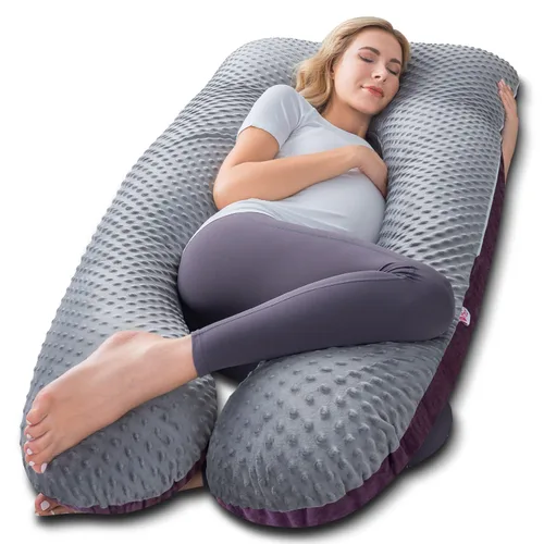 Vista 13 de Meiz - Almohadas de embarazo refrescantes para dormir, almohada corporal de maternidad para mujer embarazada, en forma de U, con funda de jersey