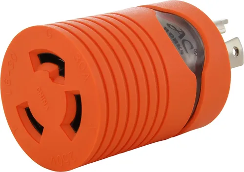 Vista 7 de AC WORKS Enchufe de bloqueo NEMA L14-30P de 4 clavijas de 30 amperios 125/250 voltios a conector hembra de bloqueo L6-30R 30Amp 250Volt (flexible)