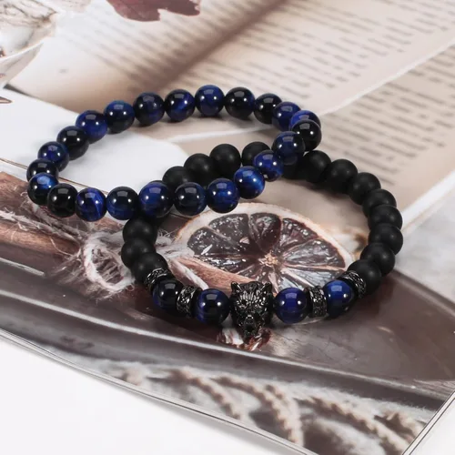 Vista 5 de WuCuifu Pulseras de ojo de tigre con cuentas de piedras preciosas naturales de 0.315in para hombres y mujeres, pulseras de cristales curativos