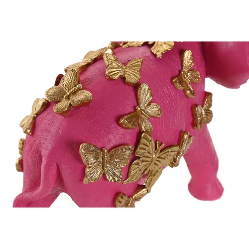 Vista 4 de Figura Decorativa Home ESPRIT Dorado Fucsia Elefante 26 x 13,5 x 19 cm
