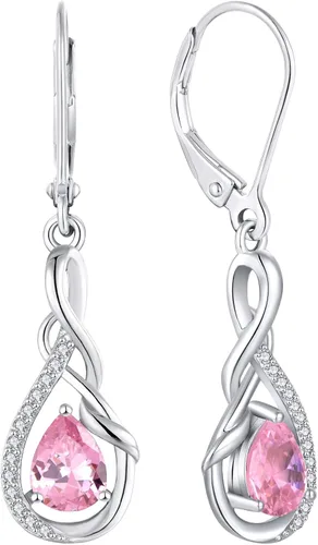 Vista 25 de Starchenie Infinity Dangle Drop Earrings for Women 925 Sterling Silver Leverback Earrings Birthstone Jewelry 01-ene-naranja rojo