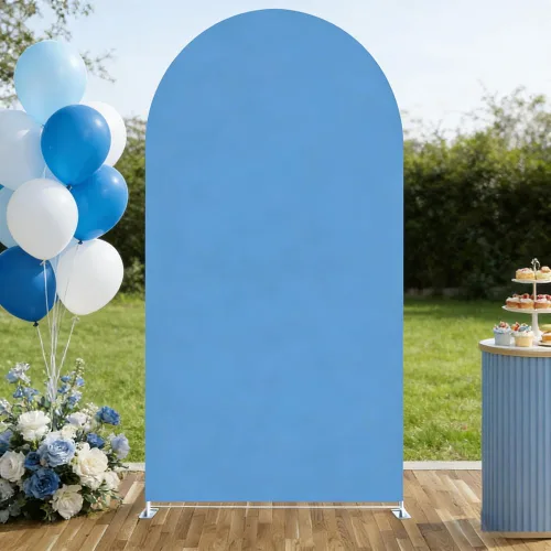 Vista 7 de FiVan Cubierta de fondo de arco de elastano, globo aerostático, cubierta de fondo azul para decoración de fiesta de cumpleaños de bebé, baby shower