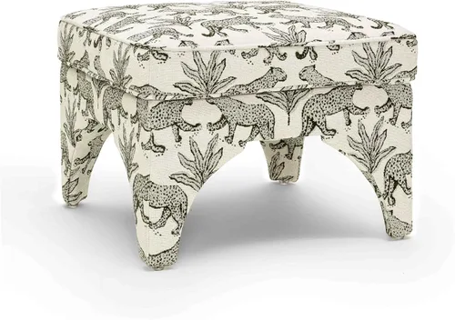 Vista 7 de Tov Furniture Raji Jacquard Otomana (Leopardo Verde Oliva)