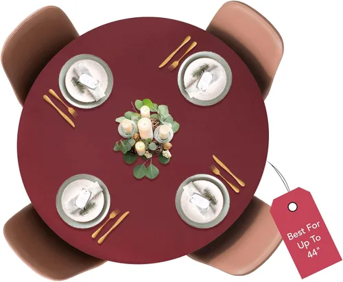 Vista 31 de LAMINET Mantel elástico ajustable para mesa, medallón grande, redondo, se adapta a mesas de hasta 45 a 56 pulgadas de diámetro Medallion