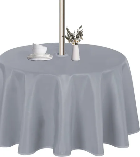 Vista 39 de LUSHVIDA Mantel cuadrado para exteriores con agujero para sombrilla y cremallera, 54 x 54 pulgadas, color negro, lavable, impermeable, a prueba