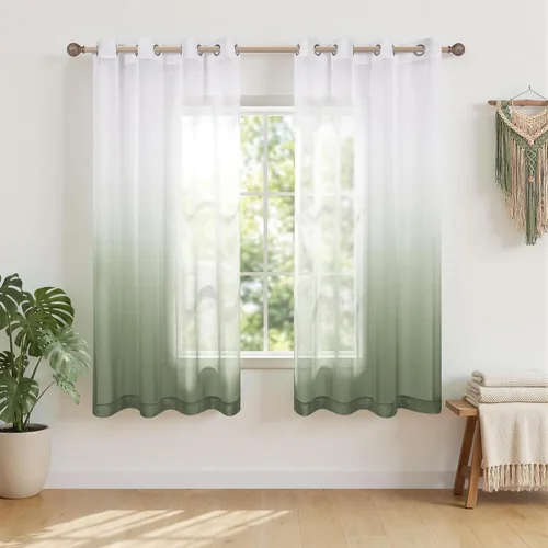 Vista 10 de KOUFALL - Cortinas negras de 63 pulgadas de largo para dormitorio, juego de 2 paneles con ojales, cortinas semitransparentes de imitación de lino