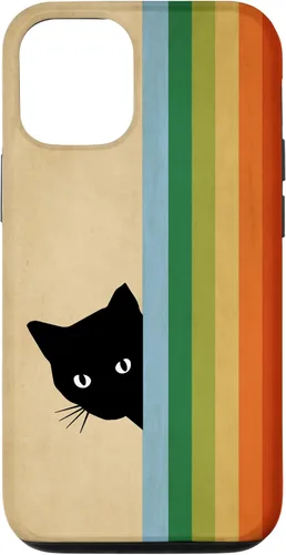 Vista 28 de Black Kitty Cat - Retro Vintage Rainbow Phone Case for iPhone 17