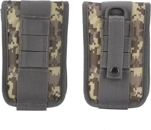 Vista 5 de Cinturón táctico Molle de doble capacidad para la cintura, funda de nailon para teléfono con ranuras para tarjetas para iPhone 13 Pro