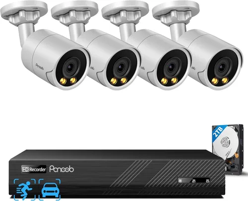 Vista 17 de Sistema de cámara de seguridad PoE, 4 cámaras IP con cable de 5 MP con cable para el hogar, micrófono integrado, detección de vehículos humanos