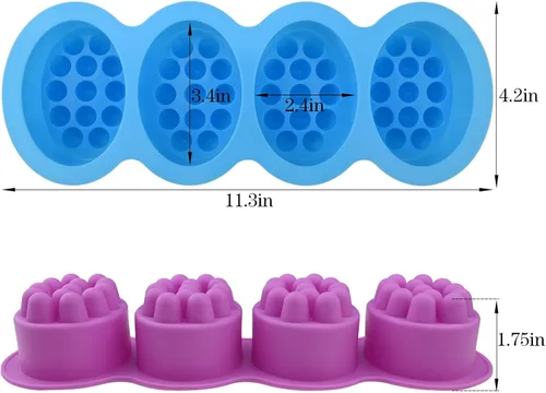 Vista 4 de Moldes de jabón de silicona para barra de masaje, paquete de 2 moldes de hielo para peine de cabello 3D, moldes de jabón de silicona para hacer