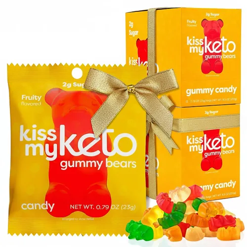 Vista 10 de Kiss My Keto Gomitas sin azúcar, mordeduras de bayas, paquete de 8 – Satisface los antojos mientras te mantienes en cetosis – Alto en fibra, 0.17 oz