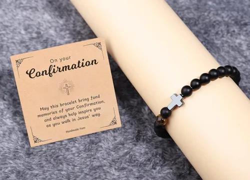Vista 3 de To Mens Boys Beaded Cross Bracelet Gifts for Dad, Bonus Dad, Uncle, Son, Nephew, Grandson - Fathers Day Birthday Christmas Gifts First Communion