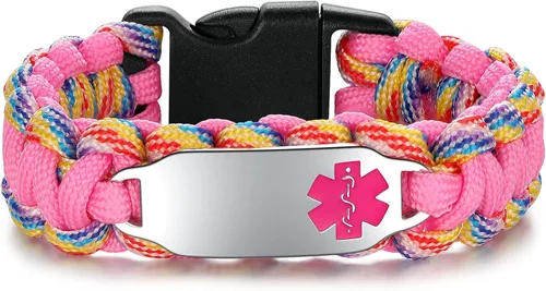 Vista 17 de Pulseras de identificación médica para mujeres y hombres personalizadas, pulseras de alerta médica con grabado personalizado gratuito para mujeres