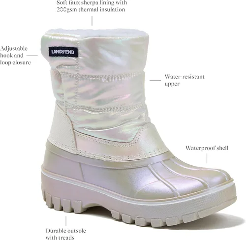 Vista 3 de Lands' End - Botas de nieve impermeables para niños - Botas de invierno aisladas con forro de vellón cálido para niños pequeños, niñas y niños
