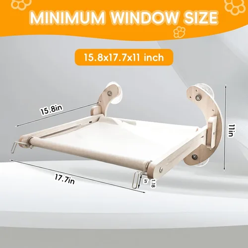 Vista 6 de 4 en 1, percha de madera para ventana de gato, cama para gatos, hamaca de roble resistente, adecuada para gatos de interior para descansar y jugar.