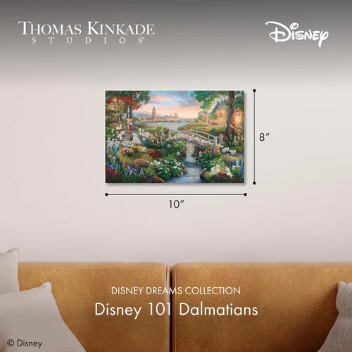 Vista 2 de Thomas Kinkade Studios Disney 101 Dalmatians - Lienzo envuelto en galería de 8 x 10 pulgadas
