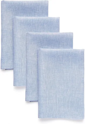 Vista 52 de Solino Home Athena - Juego de 4 manteles individuales cuadrados de lino natural claro de 14 x 14 pulgadas, manteles individuales 100 % lino puro