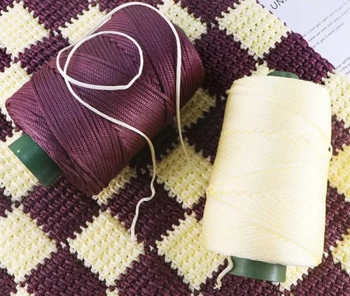 Vista 4 de Cordón de hilo artístico de 14.11 oz, hilo de poliéster color burdeos, para tejer macramé, bolsas de ganchillo, canasta de ganchillo, sombrero