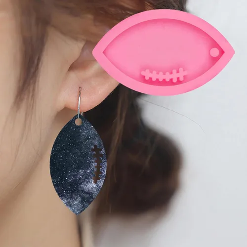 Vista 4 de Molde de silicona de béisbol para llavero de pelota deportiva, 6 unidades, cascos de voleibol de fútbol, megáfono, camiseta de resina, moldes