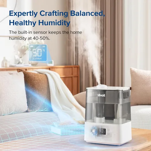 Vista 3 de LEVOIT Humidificadores para dormitorio, habitación grande, hogar, (6L) y purificadores de aire para el hogar, filtro HEPA para humo, polvo y polen