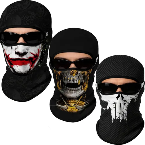 Vista 26 de Pasamontañas 3D, máscara de cara completa, resistente al viento, máscara de esquí con calavera táctica para motocicleta, ciclismo, Halloween 4