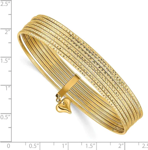 Vista 2 de Jewels By Lux 7 brazaletes de oro amarillo de 14 quilates con corte de diamante, 8 5 inch